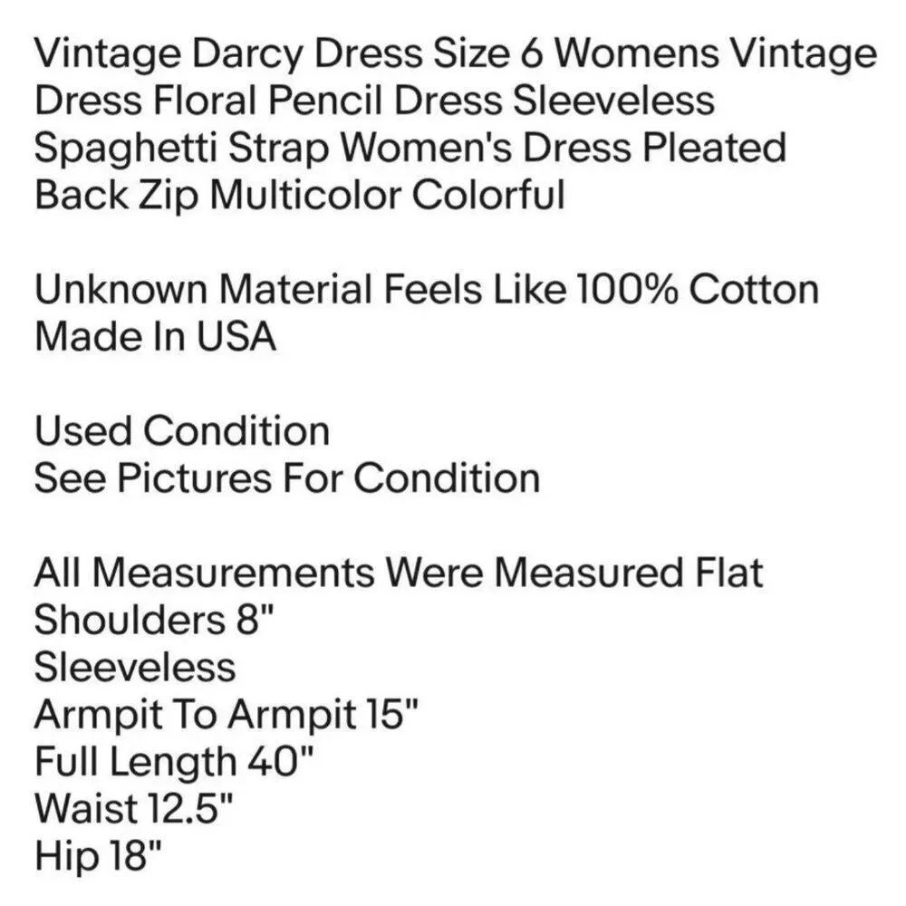 Vintage Darcy Dress Size 6 Womens Vintage Dress Floral Pencil Dress Union Made